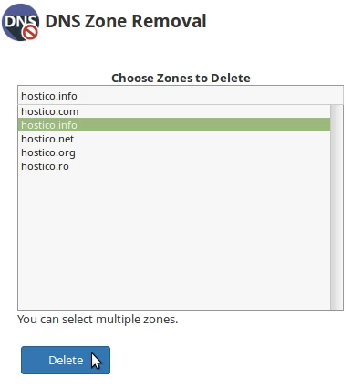 Stergere domeniu  DNS Zone