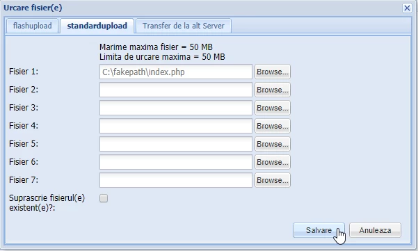Urcare fisier public_html
