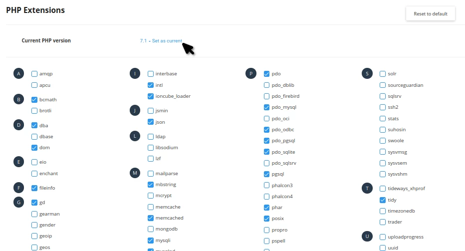 Selectare  PHP Set as current